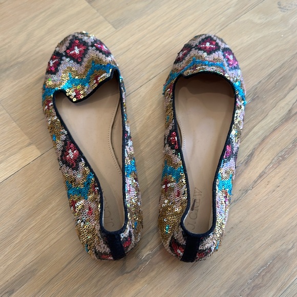 J Crew Sophie Sequin Multicolor Loafers 7 - Picture 2 of 4